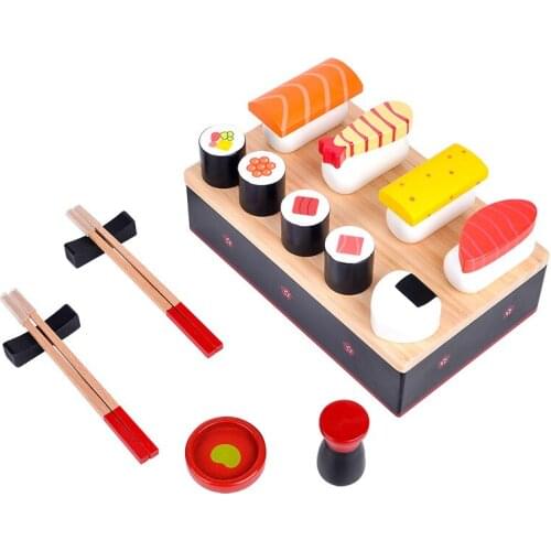Children Kitchen Miniature Food Simulation Sushi 3D Wooden Game Pretend Play Magnetic Toys for Girls Kitchen Set Gifts