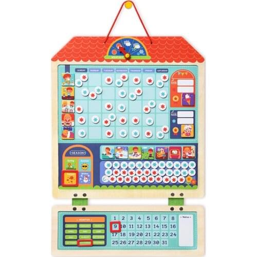 Kids Wooden Magnetic Montessori Material Educational Toys For Children Multifunction Behavior Sheet Clock Calendar oyuncak