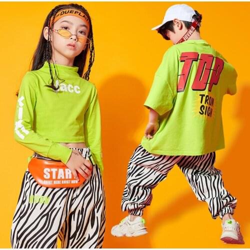 Kid Cool Sweatshirt Tops Running Casual Leopard Hip Hop Pants Clothing for Girl Boy Jazz Dance Costume