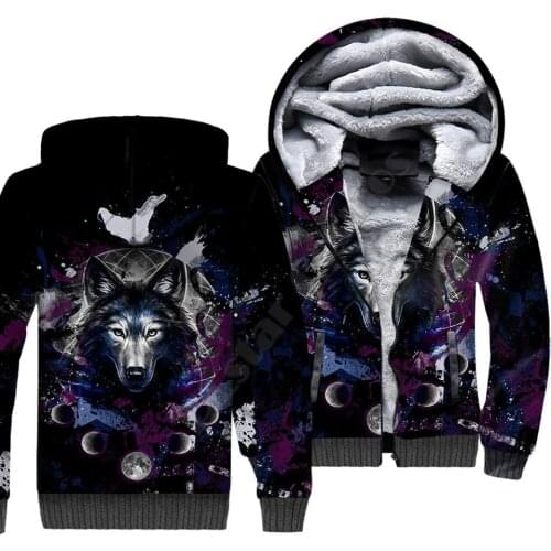 Wolf Animal 3D Printed Fleece Zipper Hoodies Men Women Winter Warm double plus velvet jacket cosplay costumes 01
