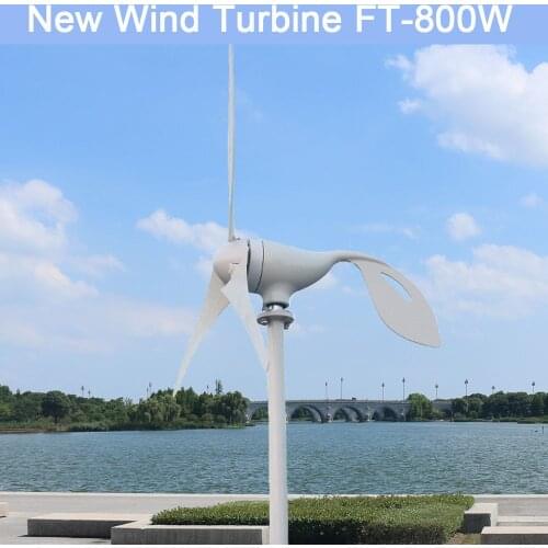800W 12V 24 V Volt 3 Nylon Fiber Blade Horizontal Home Wind Turbine Wind Generator Power Windmill Energy with PWM controller