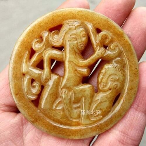 The collection of natural jade carving jade pendant erotic sexual character