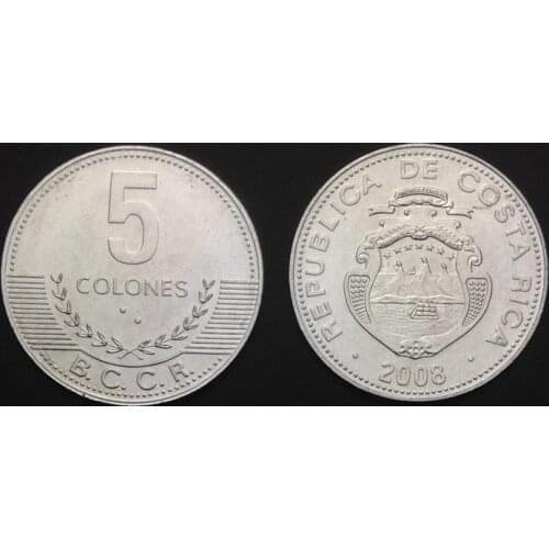 Costa Rica 5 Colon 2008 100% Real Unc Genuine Original Coins Collection Coin