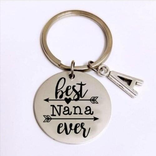 2020 Best Selling Fashion Nana Key Ring, Stainless Steel Lettering Keychain Grandma Gift, Grandmother Keychain, Round Keychain