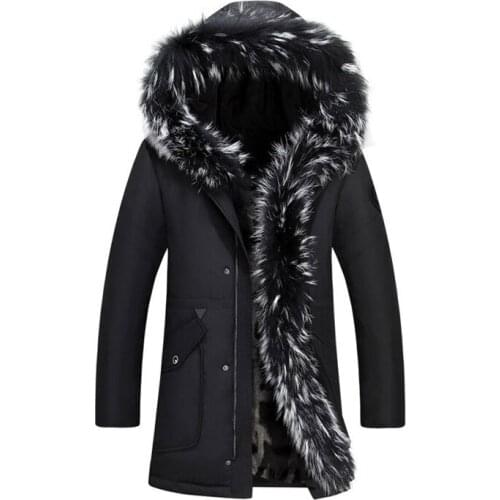Winter New Brand Raccoon collar Mens Park Coat Mens Long section Thickening Plus Velvet Mens/Womens Winter Jacket Size 5XL