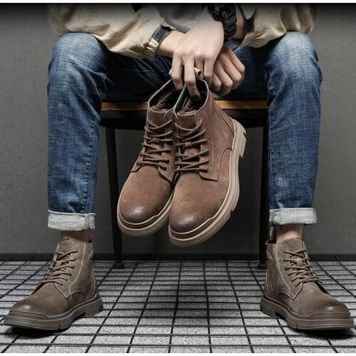 New Men Martin Boots Autumn Winter Casual Shoes Outdoor British Style Cool Comfortable High Tops Man Desert Boots
