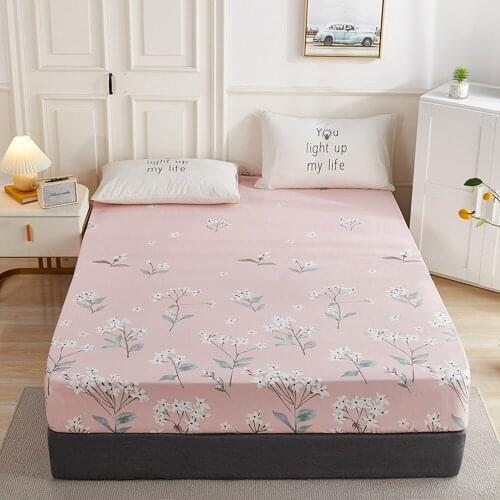 1pcs 100% Cotton Printed Fitted Sheet Mattress Cover Double Four Corners With Elastic Band Adult Kids Bed Linen (No Pillowcase)