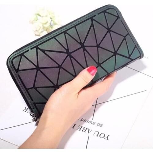 New 2021 Womens Wallet Money Clip Plaid Geometric Wallet Long Clutch Luxury Luminous female money Bags Designer Women Purse