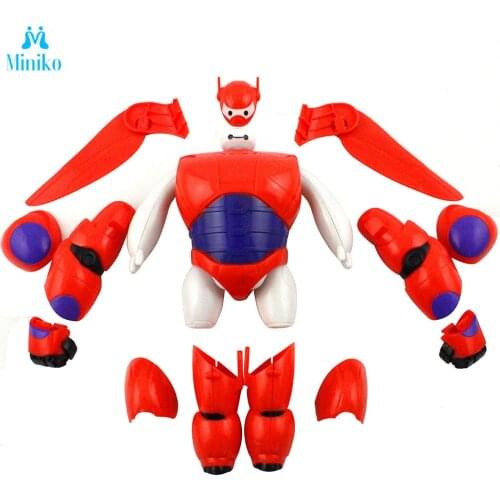 New Fashion Holiday Gift Kids Toys 16cm Big Hero Baymax Robot 6 Action Figure Cartoon Movie Baymax Removable Armor Children Toy