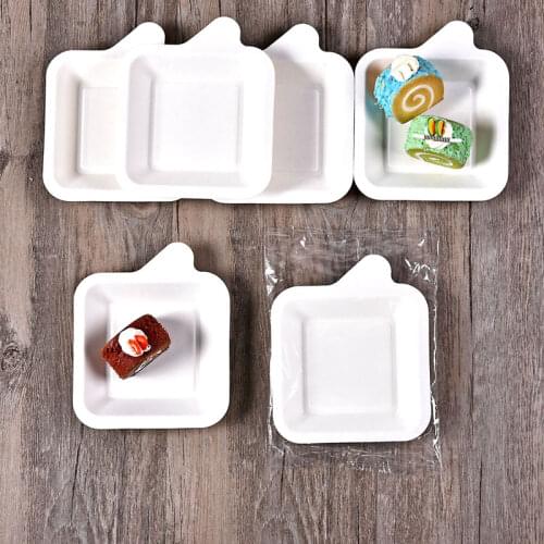 Disposable Baking Dessert Cake Dish Environmental Protection Snack Plate Pulp Tray Outdoor Picnic Party Supplies