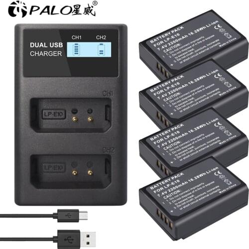 PALO LP-E10 LPE10 LP E10 digital battery+LCD dual charger for Canon EOS Rebel T3 T5 T6 Kiss X50 Kiss X70 EOS 1100D 1200D 1300D