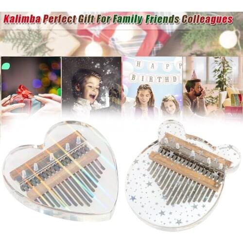 Heart Bear Shaped 17 Keys Thumb Piano Transparent Kalimba For Child Starter Kits Musical Instrument Mini Cute Finger Tune Hammer