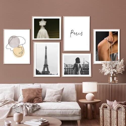 Nordic Poster Black And White Paris City Landscape Parisian Modern Wall Art Canvas Print Decorative Pictures Minimalist Home