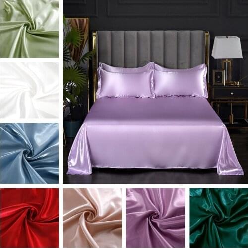Bonenjoy 1 pc Bed Flat Sheet For Summer PLA Cool Fiber Bedsheet Single/Queen Size Satin Polyester Bed Sheets for Double Bed