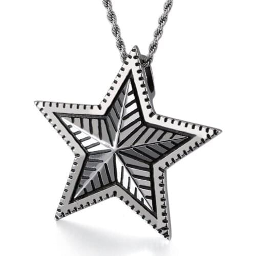 Stainless steel five-pointed star drop oil titanium steel pendant European and American fashion lucky star popular jewe