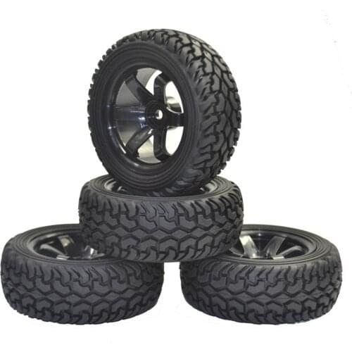 RC Rally Rubber Tires and Plastic Wheel Rims for 1/10 HSP HPI Tamiya Redcat Drift On-road Touring Racing Car