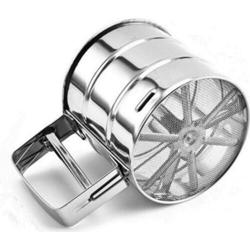 Handheld Stainless Steel Mesh Flour Sifter Mechanical Baking Icing Sugar Shaker Sieve Cup Shape Bakeware Baking Pastry Tools