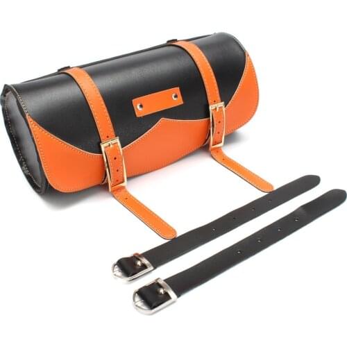 Universal Motorcycle Side Saddle Bag PU Leather Round Saddle Tool Bag