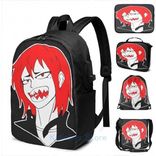 Funny Graphic print Kiri Head Shot USB Charge Backpack men School bags Women bag Travel laptop bag
