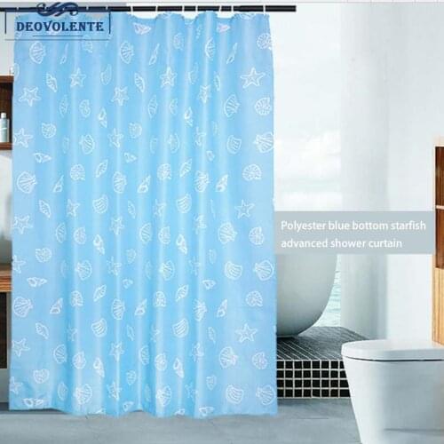 Thick Waterproof Mildew Proof Blue Sea Star Polyester Shower Curtain Gift Hook Blue Bathroom Curtain Luxury Bath Curtain