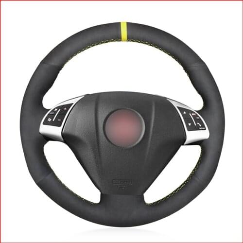 Yellow Marker Black Suede Hand Sew Steering Wheel Cover for Fiat Grande Punto Bravo Linea 2007-2019 Qubo Doblo Opel Combo