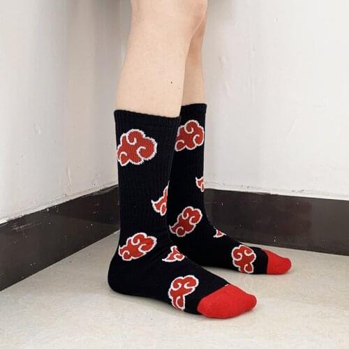 Women Men Winter Wear Naruko Socks Cushion Socks Akatsuki Cloud Pattern