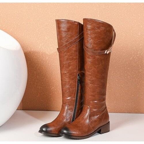 YMECHIC Retro Buckle Long Knee High Western Boots Womens Black Brown Yellow Autumn 2021 New Shoes Ladies Drop Shipping Size 45