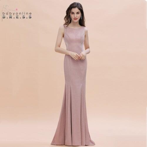 Vestidos Dusty Rose Lace Evening Dress 2021 Sexy Open Back Party Dress Sleeveless Evening Prom Gowns Women Vestido de Festa