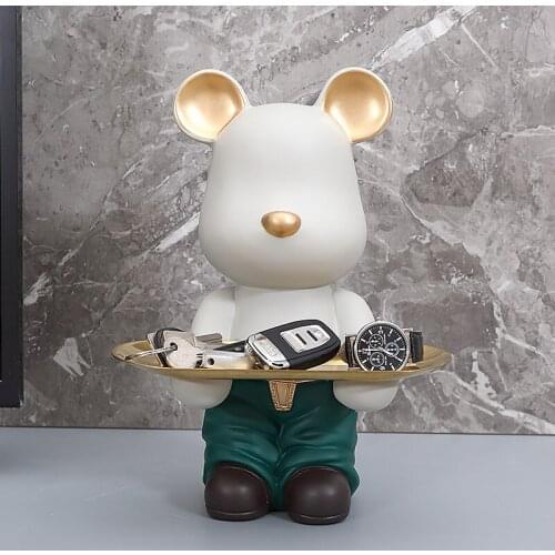 Violent Bear Storage Box Tray Resin Decoration Living Room Entrance Door Key Candy Snacks Piggy Bank Desktop Decoration