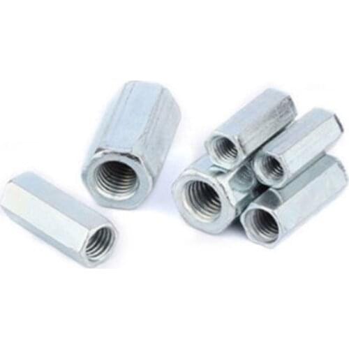 1-10PCS M3 M4 M5 M6 M8 M10 M12 M14 M16 Rod Coupling Hex Nut steel Galvanized Long Hex Nut Connection Thread Nut