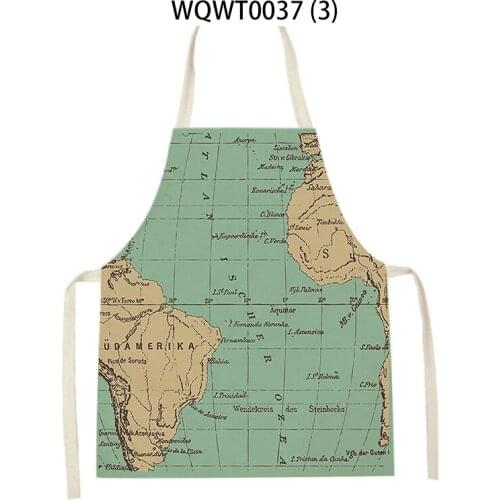 1 Pieces World Map Pattern Apron House Woman Baking Waist Bib Clean Sleeveless Apron For Children Adult Apron Bib Anti-Greasy