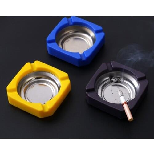 1 Pc Ashtray Household Stainless Steel Wear-resistant And Fall-resistant Multifunctional Clean Car Color Home Office Hotel