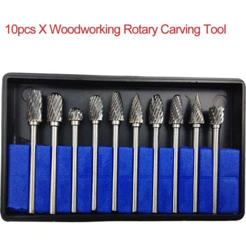 10pc 3mm Shank x 6mm Drill Tungsten Carbide Milling Cutter Rotary Tool Burr Double Grain Diamond Rotary for Dremel Tool Grinding