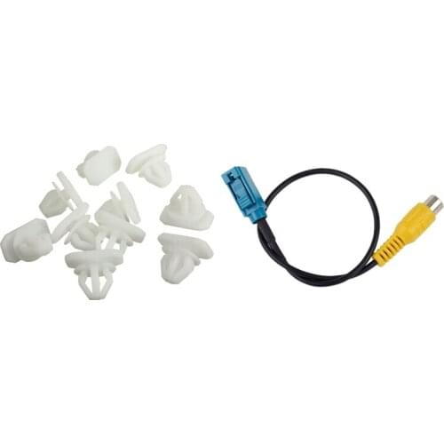 10 Pcs Wheel Arch Trim Clips Plastic Front Rear & 1 Pcs 8Inch Fakra Reversing Camera RCA Cable Parking Adapter