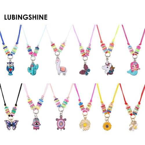 12Pcs/Lot Owl Tortoise Butterfly Animal Pendant Necklace Bohemia Adjustable Color Rope Chain Necklaces For Women Men Jewelry