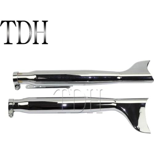 2PCS Left Right Side Motorcycle Chrome Fishtail Exhaust Muffler Silencer Pipe For Harley Softail Road King Cafe Racer