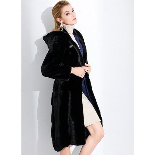 2017 Brand luxury women natural mink fur jacket long style with sashes elegant lady high quality Imported winter fur coat