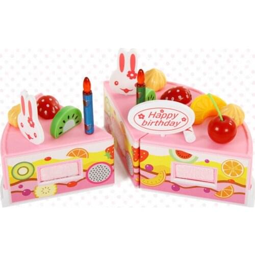 38/54/75Pcs Cutting Birthday Cake Kitchen Food Toys Infant DIY Birthday Cake Cutting Pretend Play Toys Educational Kitchen Toys