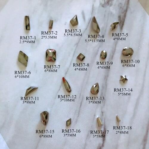 5pcs/bag Cute High Quality Metalic Black Different Shapes Crystal Gem Flat-Black Gem Decoration Nail Art RM37