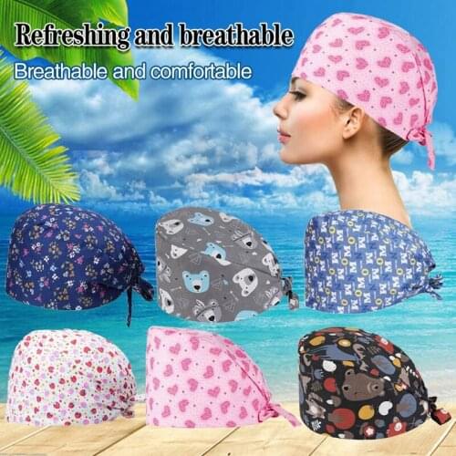 Pharmacy Cotton Work Hats Cartoon Printing Pet Hospital Doctor Caps Nurse Accessories Nurse Caps 2020 Hot Sale