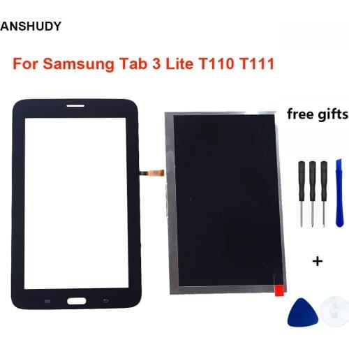 For Samsung GALAXY Tab 3 Lite SM- T110 T111 Black / White Touch Screen Sensor Digitizer Glass + LCD Display Screen Panel Monitor