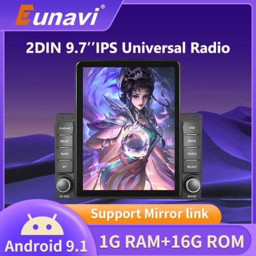 Eunavi 9.7inch IPS Screen Android 9 Car Radio Stereo Multimedia Video Player Universal Auto Audio RDS FM WIFI 2Din 2 Din GPS