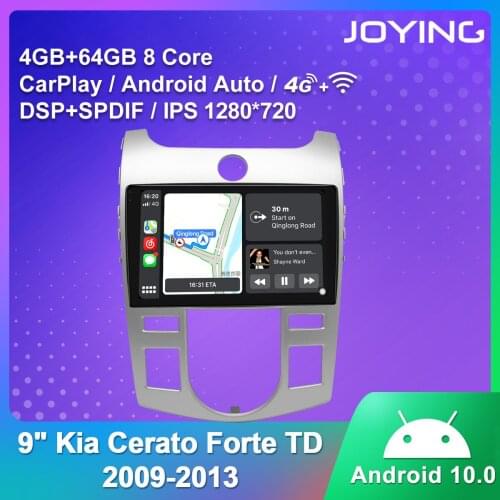 9 Inch 1 Din Head Unit Android Auto Support WiFi Bluetooth GPS Navigation IPS 4GB RAM+64GB DBA+For Kia Cerato Forte TD 2009-2013