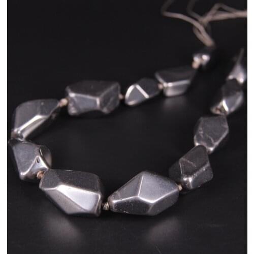 15.5"/strand Hematite Faceted Nugget Loose Beads,Large Size Tumbled Gems Stone Quartz Cut Nugget Pendants Charms Jewelry Making