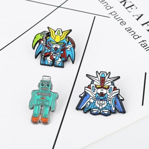 HOSENG 3Pcs/Lot Cartoon Electric Meter Robot Series Brooch Woman Man Cool Label Enamel Pin HS_439