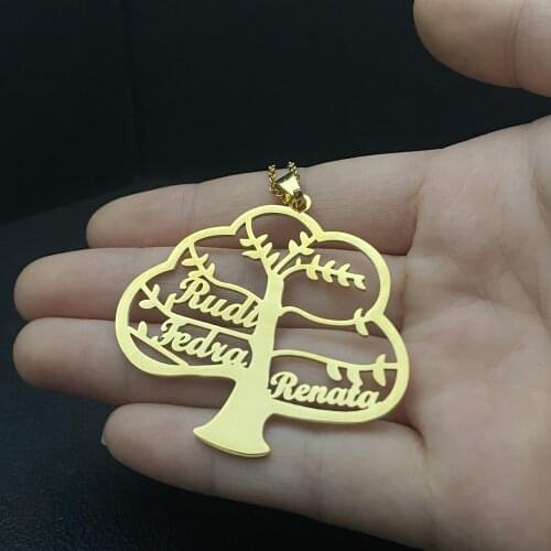 Noelia Personalized Tree of Life Pendant Necklace Customized 1~6 Name Necklace Fashion Jewelry Gift for Family Friendship Lover