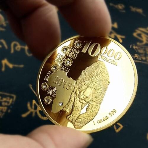 2015 Zambia Republic 1oz.999 African Leopard 10000 Kwacha Gold Animal Commemorative Coin Collection