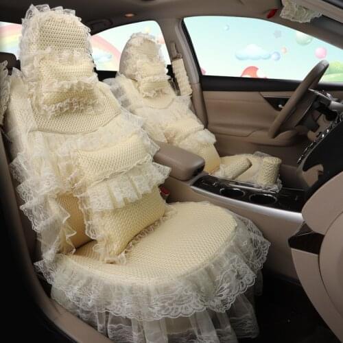 Beige Car Seat Covers Sets For Women Girls Full Set Interior Cute Kawaii Decoration Protector Accessories For Toyota Prius 2020