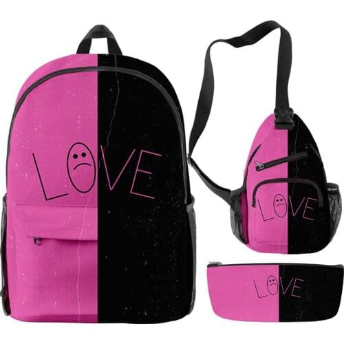 Love Lil Peep 3D Backpack 3 Piece Set Women Men Casual Outdoor Streetwear KpopTeenager Boys Girls School Bags Travel Bags