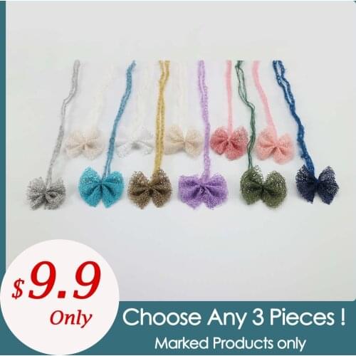 Soft Mesh Gauze Bowknot Baby Girl Headband 5pcs/lot Mix Color Newborn Photography Props BABY SHOWER GIFT